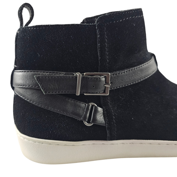 Vionic Ankle Boot Sneakers Women's Size 9.5 Black Mitzi Suede Comfort Strappy - Picture 8 of 13